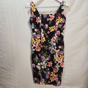 Teaberry Small Dark Floral Mini Dress  Body Con Summer